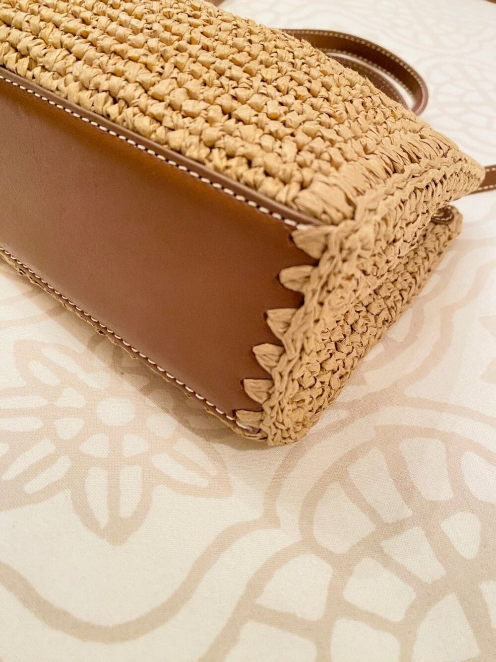 NWT J. Crew Palma Raffia Top-Handle Crossbody Bag Handknotted in Straw & Leather - Picture 4 of 16